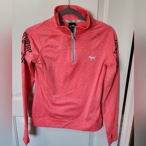 PINK Half-Zip Pullover in Coral Pink XS